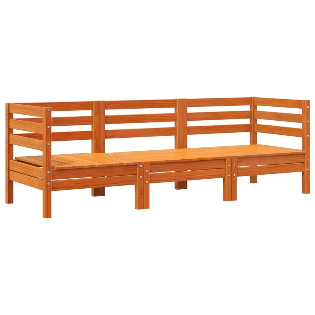 JUDYY Divano da Giardino a 3 Posti Marrone Cera Legno Massello Pino,Divano Giardino,Divano Giardino Esterno,Divano Giardino per Esterno-838030