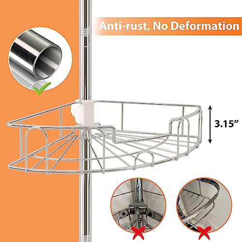 Image of YeYeBest 39-125 Inch Rustproof Shower Caddy Corner for Bathroom, Bathtub Storage Organizer with 4 Adjustable Baskets, Sliver