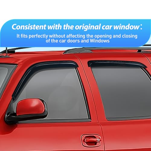 Image of Nilight Tape-On Rain Guards for Chevy Tahoe /GMC Yukon 2000-2006, 4PCS | Fits Tahoe /Yukon 2000 2001 2002 2003 2004 2005 2006 Smoke Window Visors for Fresh Air in Rainy Weather