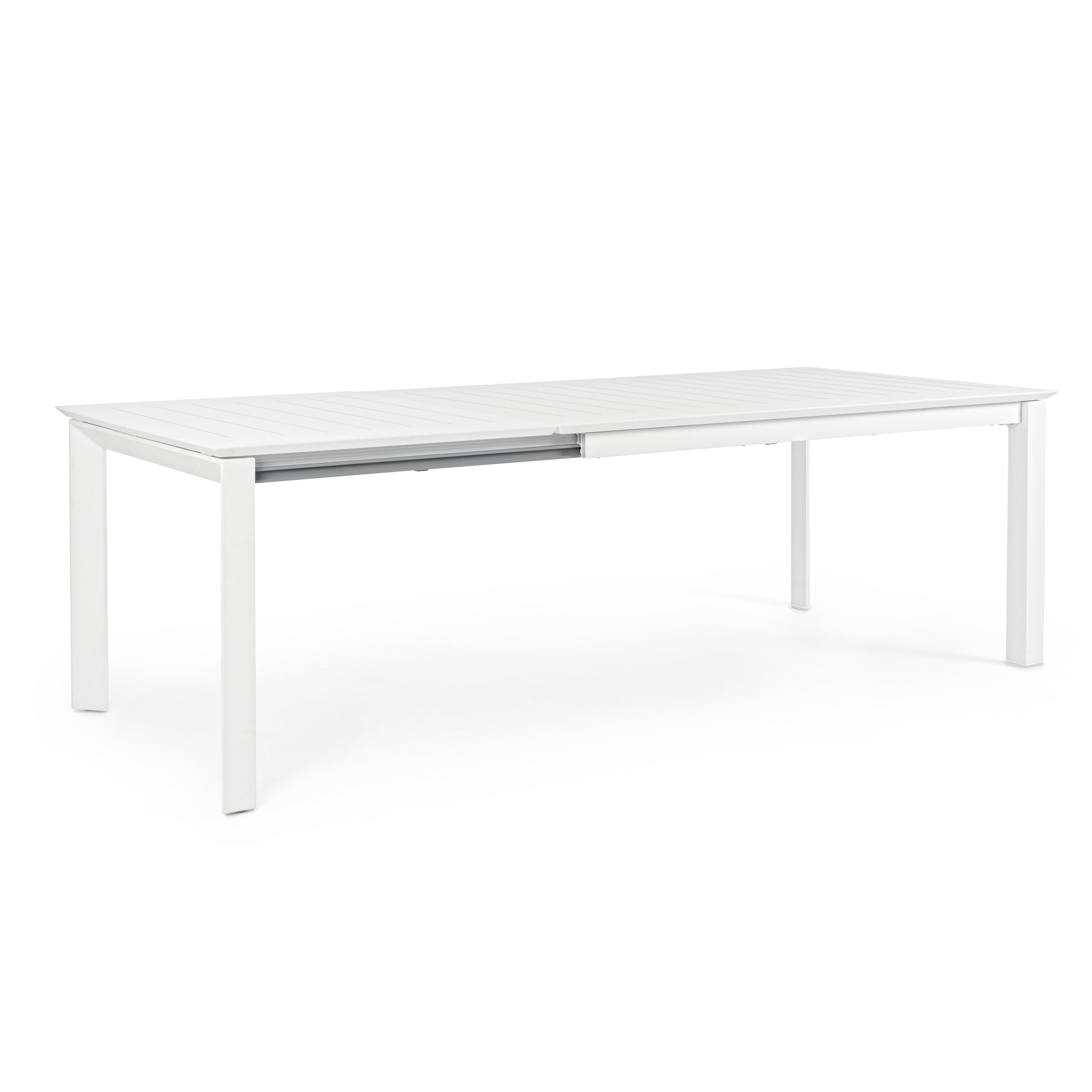 Totò Piccinni Tavolo LINOSA Allungabile in alluminio rettangolare ideale per giardino con piano a doghe dal design moderno (Bianco, Tavolo 160/240x100x76)