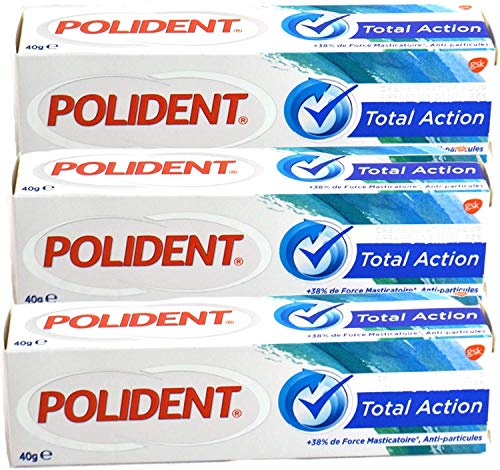 Polident - GSK Total Action - Crème adhésive pour prothèses dentaires - - Lot de 3 tubes de 40 Grammes Cover