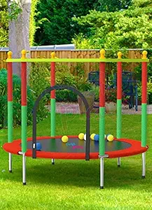 first Play 55 inch /4.5 Feet Kids Trampoline with Safety Enclosure Net & Spring Pad I Indoor & Outdoor Trampoline I Exercise Trampoline for Kids & Adults I 100KG Powerful Loading Capacity I