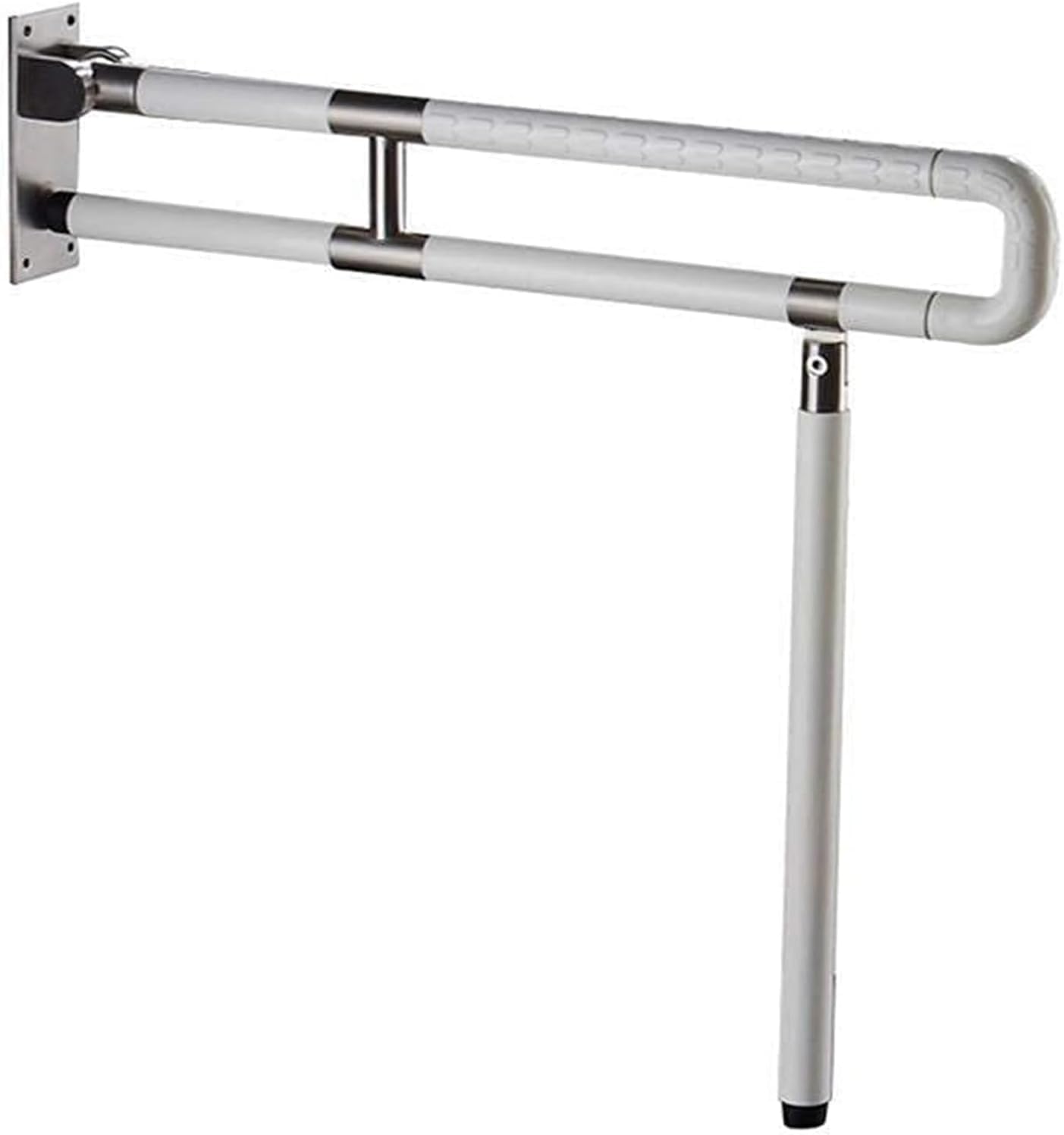 Barra di sostegno pieghevole verde chiaro, 75 cm, antiscivolo, per anziani e disabili, supporto a 90 gradi per WC e corridoio, maggiore stabilità e sicurezza