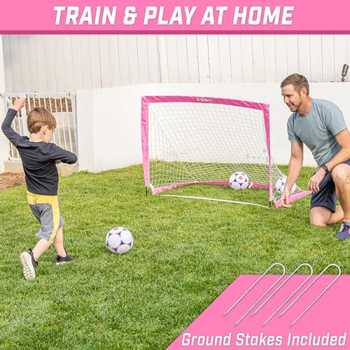 Image of GoSports Portable Soccer Goals for Kids - 13 Color Options - Choose 4 x 3 ft or 6 x 4 ft - Team Tone Pop Up Nets for Backyard