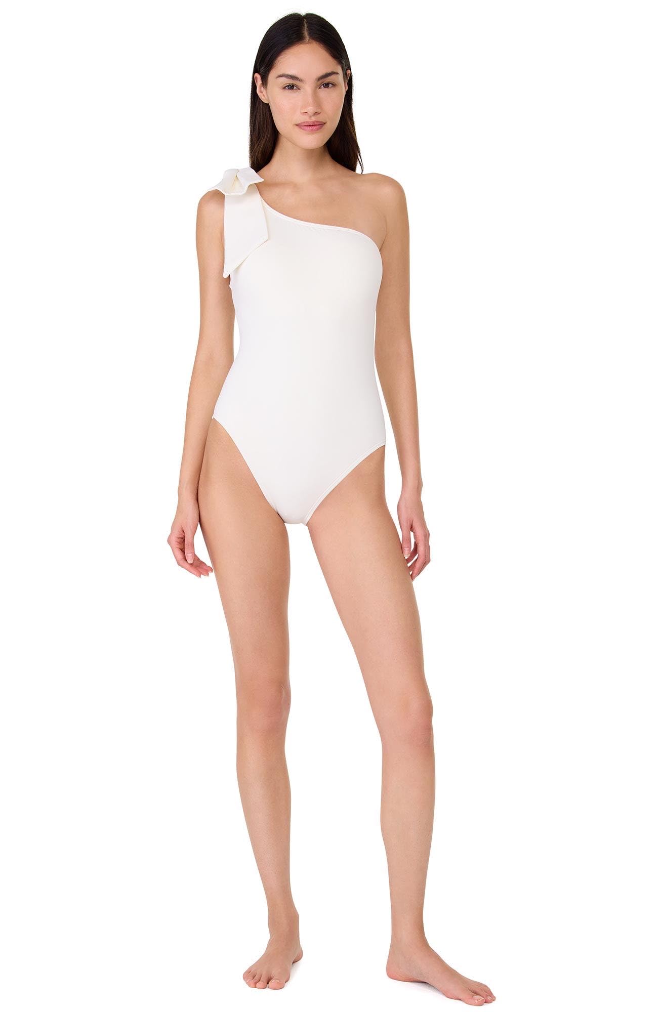 Kate Spade New York Womens Solid Bow Shoulder One Piece