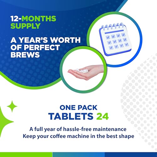 Image of Coffee Machine Descaler Tablets - 24 Count, Coffee Maker Cleaner Tablets Compatible with All Major Brands Including Breville, Nespresso, Keurig, Ninja, Philips,Miele, Delonghi & more