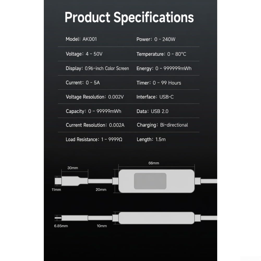 USB Power Meter Kabel für Schnellladung für pd USB Power Meter
