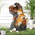 Grepatio Garden Water Fountain, 4 Tier Outdoor Cascading Waterfalls Fountains with LED Lights and Pump Indoor Floor Standing Water Fountain with Natural Squirrel Look for Garden, Patio, House Decor