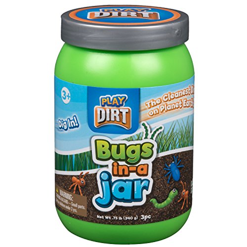 Bugs in a Jar - Unique Play Dirt For Burying and Digging Fun. Includes Dirt, Plastic Bugs, and Travel Jar