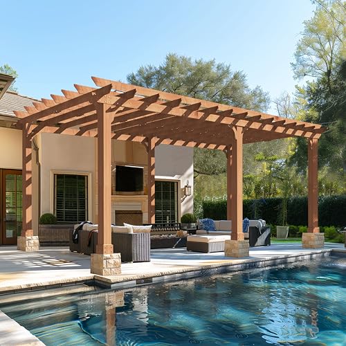 Yardenaler 12 x 20 FT Wooden Pergola, Cedar Wood Gazebo...