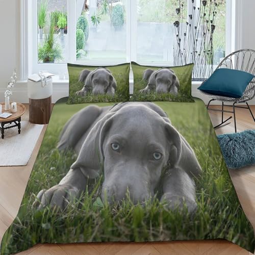 Housse de couette chiot gris lit 140x200 imprimé animal nature