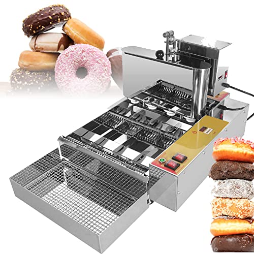 EAGLEG Commercial Automatic Donut Making Machine 4 Rows, 2800W Stainless Steel Doughnut Maker Donut Snack Machine,Commercial Donut Fryer, Adjustable Thickness Auto Flip,110V