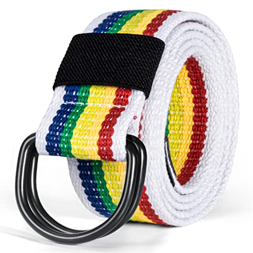 Image of maikun Mens Womens Canvas Belt, D-ring Buckle Cloth Fabric Belt for Men