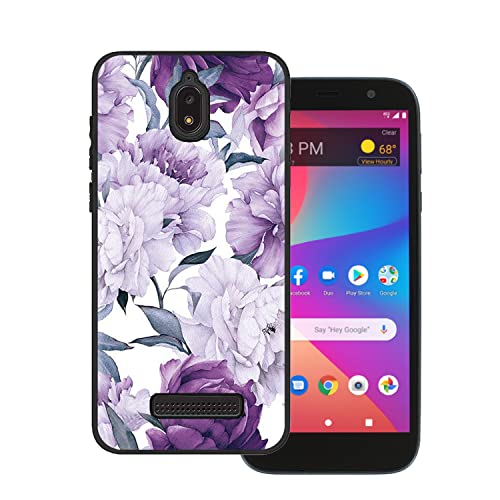 Tznzxm Case for Blu View 2 Case, Blu View 2 Case, Flower Painting Design Flexible Soft TPU Scratch Resistant Non-Slip Protective Bumper Slim Back Phone Case for Blu View 2 (B130DL) Purple