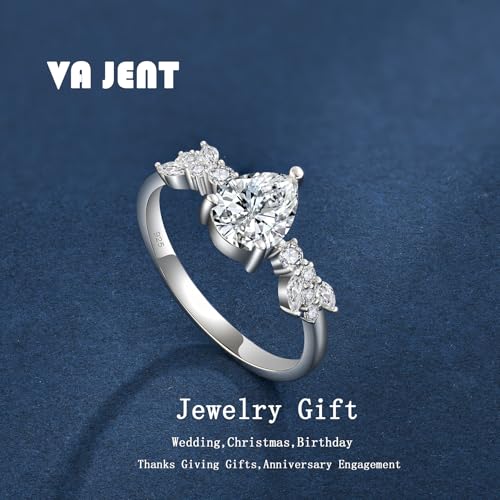 Pear Cut Moissanite Wedding Ring,1 Carat D Color VVS1 Engagement Rings for Women Promise Rings Sterling Silver for Her Gift Size 5-104