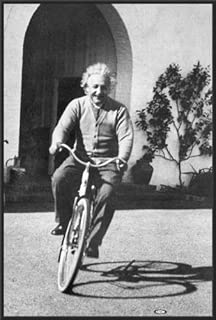 Albert Einstein - Bike 24x36 Wood Framed Poster Art Print - coolthings.us