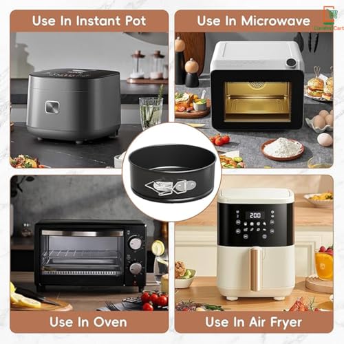 Image of PureBake Premium SGS Certified Cake Moulds | 8 inch Cake Tin- Teflon Coated Removable Base, Non-Stick Cake Tins /Pan /Trays for Microwave, Oven and Bakeware -Set (7 Inch Cake Tin)