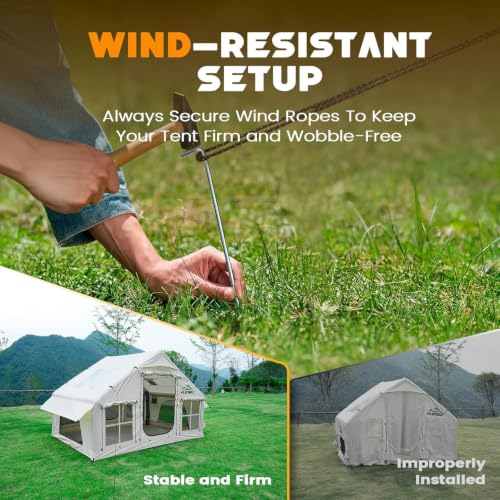 Image of WildFinder Inflatable Tent with Skylight, 5-Min Quick Setup Blow Up Tents with Pump, Heavy Duty Inflatable House, Waterproof Hot Tent with Stove Jack, Air Glamping Tents for Camping