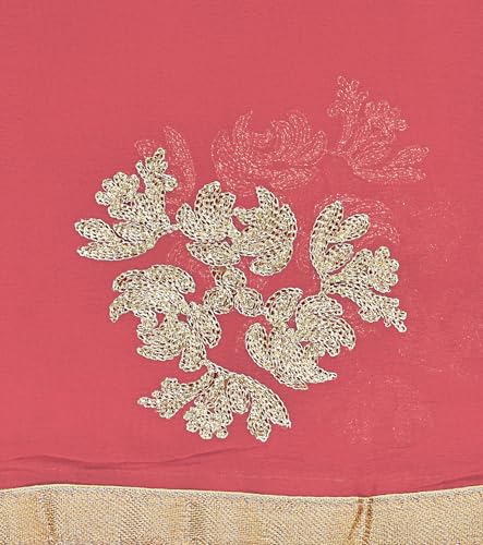 Image of Youthquake Golden Embroidered Work Chiffon Dupatta For Womens & Girls With 4 Side Gold Lace