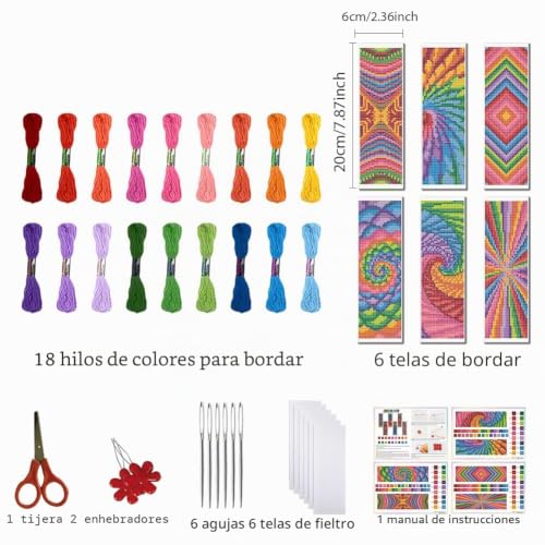 Miniatura 2 de Freebloss 6 Juegos De Marcapáginas De Punto De Cruz, Diseño Floral, Juego De Bordado Estampado, Marcapáginas Diy, Marcapáginas, Juegos De Punto De Cruz Con Instrucciones Para Principiantes Y Adultos