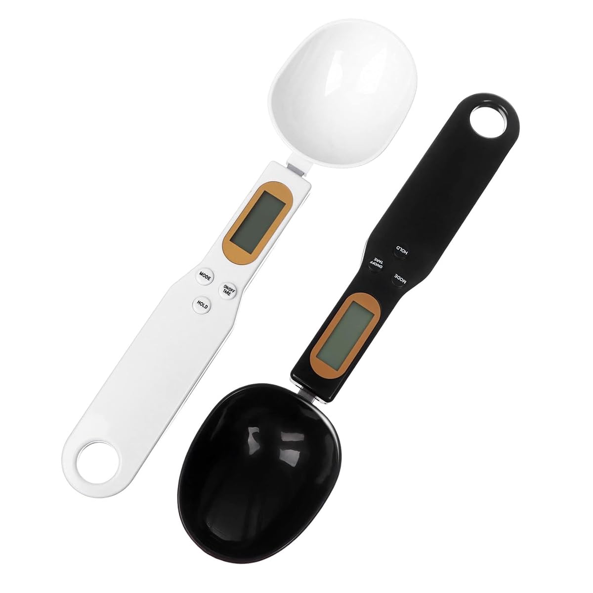 ALMEKAQUZ 2Pcs Digital Food Scale Spoon, Stainless Steel Digital Kitchen Scale, 500g/0.1g Measuring Spoons, Digital Display Accurate Electronic Measuring Cup for Kitchen and Lab (Black + White)