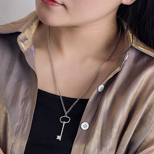 H&Beautimer Unisex 925 Sterling Silver Solid Necklace - Classic Key Pendant Rolo Chain For Women's Man's - 18,20,22,24,26,28,30'' - Handmade in Italy - Silver Fine Jewelry4