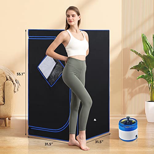 ZONEMEL Full Size Portable Steam Sauna Kit, Personal Full Body Home Spa for Detox, Relaxation, 4 Liters 1500 Watt Steamer, Remote Control, Timer, Foldable Chair (L31.5 x W31.5 x H55.1, 3 Windows) - Image 2