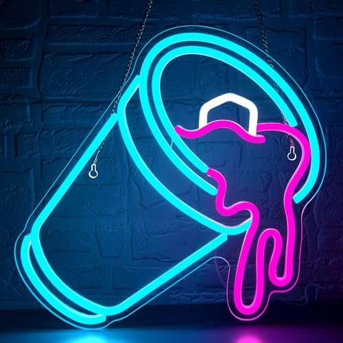 Image of Double Cups Neon Sign Lean Neon Sign for Wall Decor Purple Drink Neon light for Man Cave Bar Party Hip Hop Home Wall Decor Gift