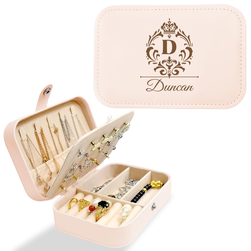 Personalised Women's Jewellery Box, with Name and Initial, Jewellery Organiser for Rings, Necklaces, Earrings, Custom Gifts for women, Friend, Her, Daughter, Bridesmaid