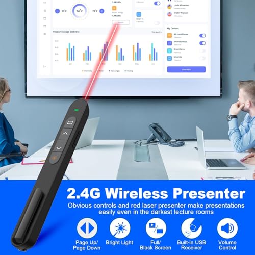 Image of Rts Laser Pointer Presentation Clicker USB /Type-C 2 in 1 for PPT PowerPoint Clicker Hyperlink Volume Control Wireless Presenter RF 2.4GHz USB Presentation Remote Control for Keynote /PPT /Mac /PC /Laptop