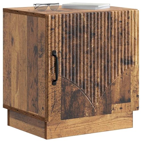 vidaXL Mesita de Noche Madera Envejecida 43 x 34,5 x 47 cm, Mesa Rectangular Vintage para Sala, Mesa de Noche Funcional, ¡almacenaje Amplio y Resistencia asegurada