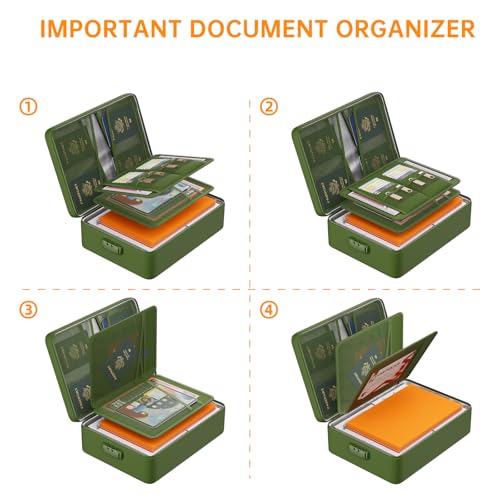 Image of DocSafe 5200F Fireproof Document Organizer Box with Lock, Green (Soft)