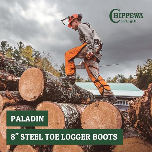 Image of Chippewa Paladin 8 inch Waterproof Insulated Steel Toe Logger Boot, Men's Work Boot, Electrical Hazard, Oil & Slip Resistant, Bay Apache