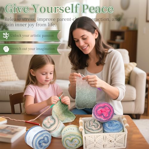 Image of Aeelike Cake Yarn for Crocheting, 3 Skeins Gradient Yarn 100g (3.52 oz) 245m (267 Yards) # 3 Light Weight, Soft Ombre Yarns Fairyland Yarns Rainbow for Making Colorful Crafts, Pink Green Gradient