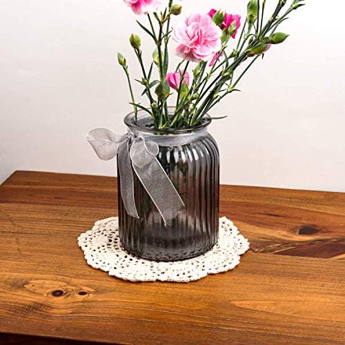 EiYYA Handmade Cotton Crochet Doilies Lace Table Placemats Coasters, 8inch/20cm 4-Piece (Beige)