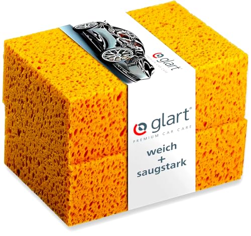 Glart Lot de 2 éponges de Voiture naturel spécial lavage de Voiture, jantes, peinture, 18 x 12 x 6 cm