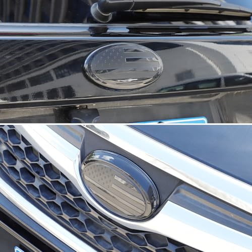 Image of Car Front Rear Emblems Trim Cover Compatible with Subaru Forester 2013-2018,ABS Car Front Rear Logo Trim Cover,Front Grille and Tailgate American Flag Decoration Emblems Accessories (2013-2018)