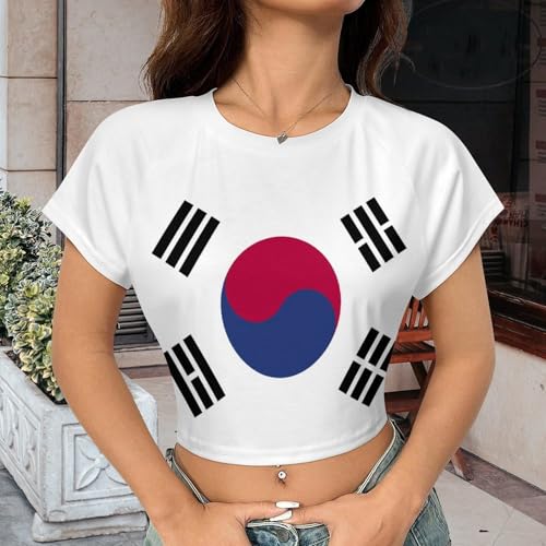 Bahamas Flag Summer Crop Tops for Women Basic Tight Short Sleeve for Teen Girls2