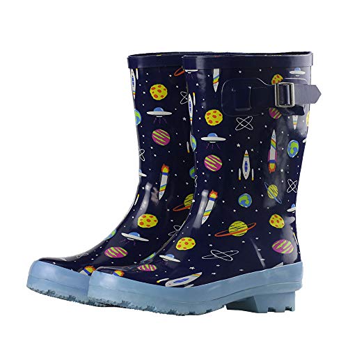 Z. Emma Kids Waterproof Rain Boots Cute Printed Children Non-Slip Rubber Boots Girls Boys Shoes DY Blue 5