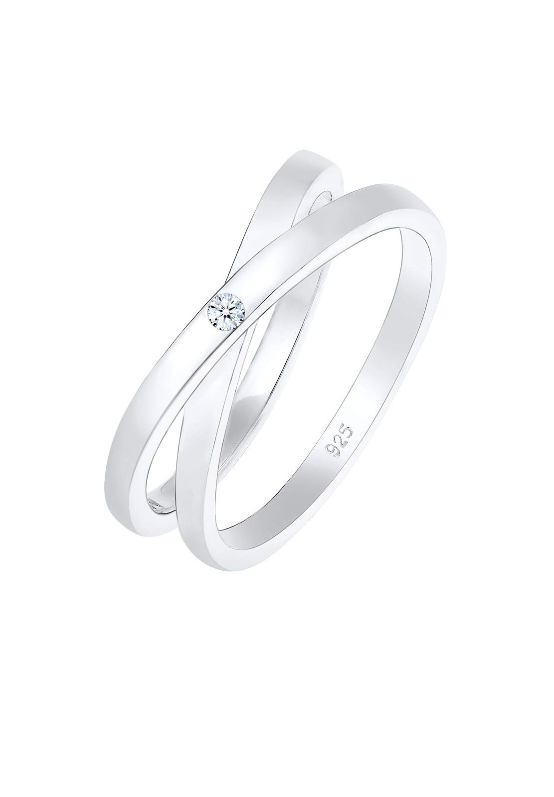Elli DIAMONDS Ring Women Wrap Ring Cross Diamond (0.015 ct.) in 925 Sterling Silver