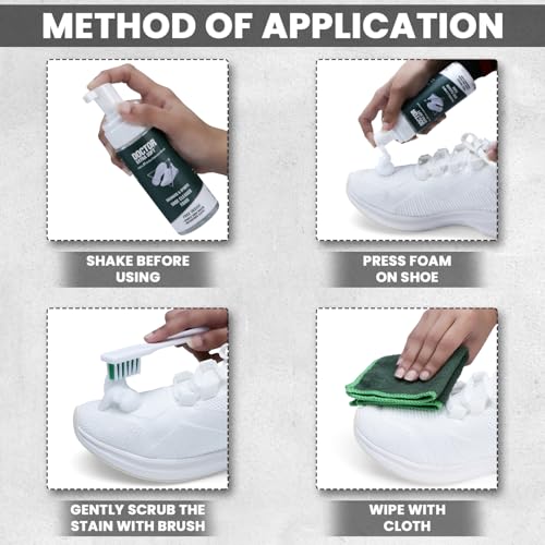 Image of DOCTOR EXTRA SOFT Sports & Sneaker Care Kit | It Includes 150 ml Cleaner, Brush & MicroFiber Cloth| Shoe Foam Quickly Remove Dirt & Stains Shoes Like White /Canvas /Tennis /Trainers /Nubuck /Suede /Loafers