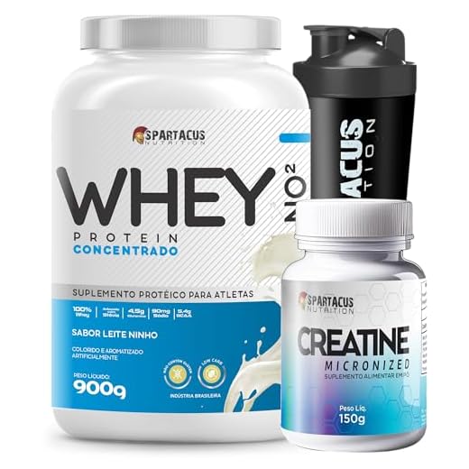 Kit 1x Whey Protein Concentrado NO2 Pote 900g Baixo Carboidratos Aminoácidos BCAA e Glutamina + Creatina Micronizada Monohidratada Creatine 5g Por Dose Pote 150g 100% Pura 5000mg + 1x Coqueteleira (900g, Leite Ninho)