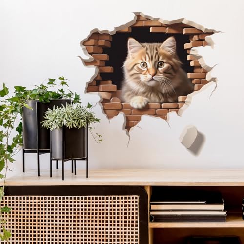 Vinilo decorativo pared gato caricatura 30x30 cm miniatura 2
