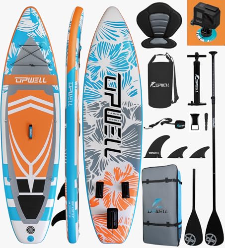 UPWELL 320x81x15cm Aufblasbares Stand Up Paddling Board mit Sitz, SUP Board Standup Paddle Board...