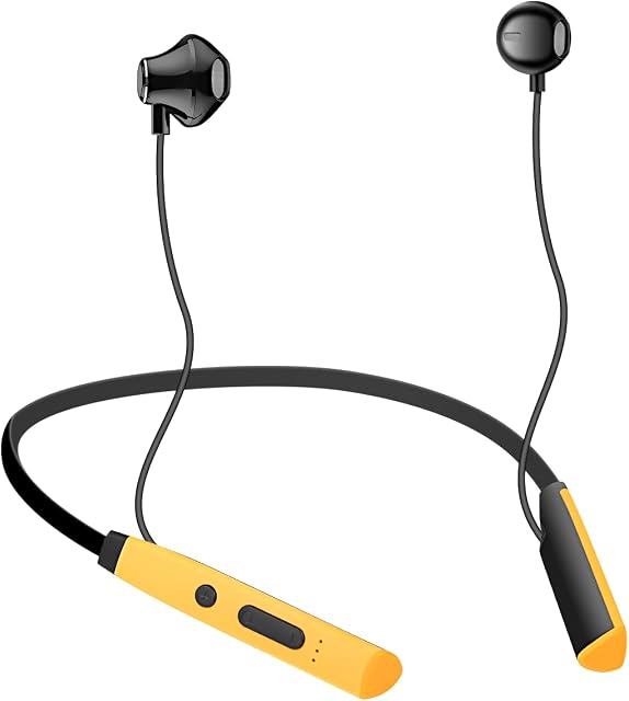 MAS CARNEY Bezprzewodowe słuchawki douszne Bluetooth, magnetyczne słuchawki douszne z mikrofonem, słuchawki douszne z gniazdem na kartę TF do biegania, joggingu, gimnastyki, 25 godzin, kolor czarny.