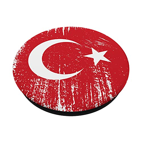 Turkish Vintage Banner Fan Turkey Flag Retro Türkiye PopSockets Swappable PopGrip, Black - Image 2