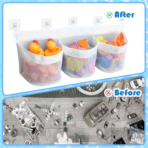Bath Toy Storage, Baby Bath Tub Toys Holder, Large Capacity 3 Compartments Horizontal Bathtub Toy Storage for Kids Baby Bathroom Toy - Image 3