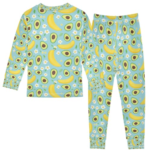 senya Avocado Banana Flower Pajamas Set Long Sleeve Soft Cotton Sleepwear 2 Piece2