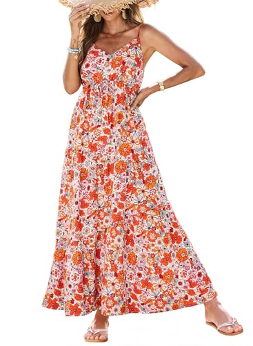 Dokotoo Long Dresses for Women Cute Maxi Sleeveless Printed Summer
