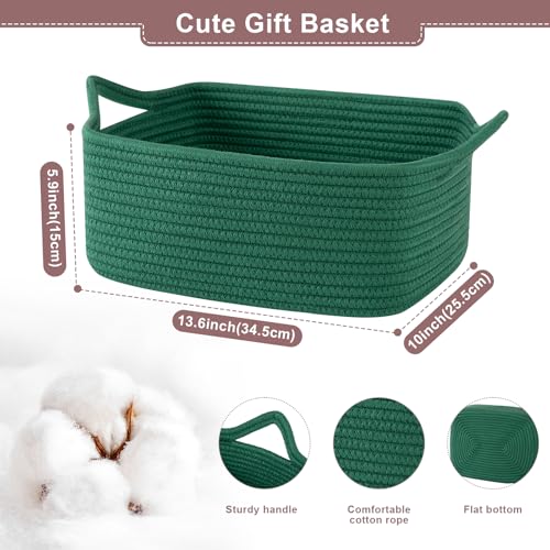 Image of OIASKET Gift Basket Empty with Handle, Small Woven Baskets for Gifts Empty | 13.6 inchx10 inchx5.9 inch, Baby Shower Toy Storage Baskets, Dog Toy Storage for Organizing, with Gift Bag Ribbon Tissue Paper